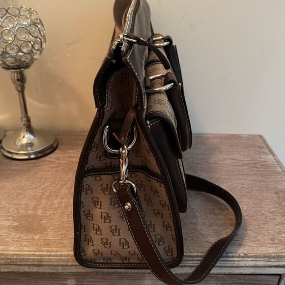 Dooney & Bourke Double Pocket Canvas Tote with Leather Trim- Tan/Brown - Picture 8 of 16